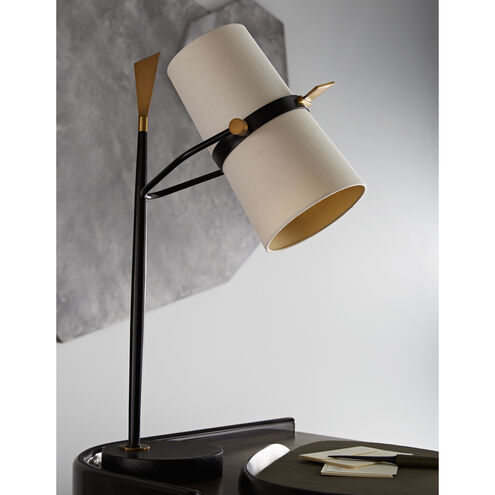 Yasmin 28 inch 60 watt Antique Black and Antique Brass Table Lamp Portable Light